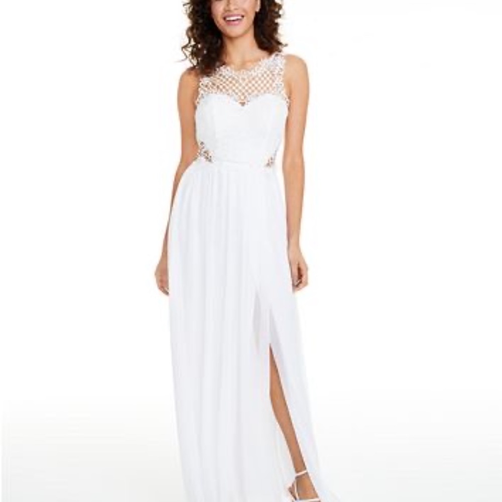 COPY - White Junior Embellished illusion Tulip Gown